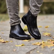 تصویر تخفیف باورنکردنی کفش نیم بوت اسپرت مجلسی پسرانه و مردانه بغل زیپ زیره پیو نرم و راحت رنگ مشکی تمام فوق العاده جذاب 