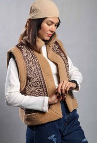 تصویر وست تدی چرم گلدوزی سنتی – مدل بوهو لاکچری 