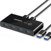 تصویر هاب سوئیچ USB یوگرین 4 پورت US216 مدل 30768 UGREEN US216-30768 4 Port HUB Switch USB 3.0