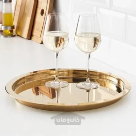 تصویر سینی سرو فلزی ایکیا رنگ طلایی مدل IKEA GLATTI IKEA GLATTIS Tray brass colour 38 cm