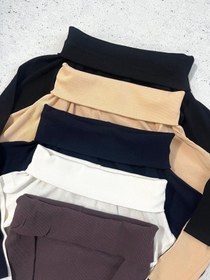 تصویر بلوز یقه قایقی - کرم 