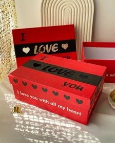 تصویر هارد باکس هدیه قرمز – مشکی ( جعبه کادو – باکس هدیه ) 