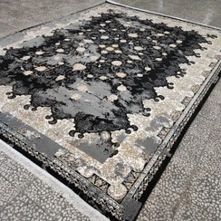 تصویر فرش ماشینی رستا مشکی نخ BCF – انتخابی شیک برای دکوراسیون خاص. 