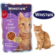 تصویر پوچ گربه وینستون طعم گوشت گاو و جگر 100 گرم ( بسته بندی جدید ) Winston Pouch With Mit Rind Und Leber 100g