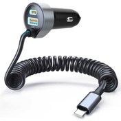 تصویر شارژر فندکی 65 وات دو پورت پرووان با کابل تایپ سی PCG27 