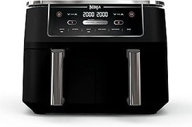 تصویر Ninja DZ302 Foodi 10-Qt. 6 در 1 Dualzone Smart XL Air Fryer با 2 سبد مستقل ، آشپزی مسابقه و پایان هوشمند برای سرخ کردن هوا ، آبشارهای هوا ، کباب ، پخت ، کم آبی ، و نگه داشتن گرم ، سیاه NINJA DZ302 Foodi 10-qt. 6-in-1 DualZone Smart XL Air Fryer with 2 Independent Baskets, Match Cook &amp; Smart Finish to Air Fry, Air Broil, Roast, Bake, Dehydrate, &amp; Keep Warm, Black