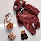 تصویر سرهمی نوزاد تدی پشمالو گرم و نرم سایز ۱ تا ۳ 