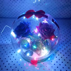 تصویر باکس هدیه گل رز شیشه حبابی دوگل طرح جدید بدون نیاز به باتری 