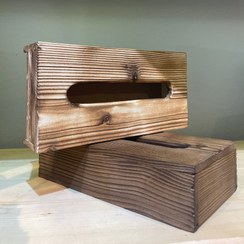 تصویر جای دستمال کاغذی کشویی کوچک ۲۰۰ برگ - تیره Wooden napkin holder