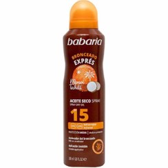 تصویر اسپری روغن برنز خشک باباریا babaria حاوی SPF 15 مدل monoi Tahiti حجم 200 میل BABARIA EXPRESS TANNING SPRAY DRY OIL SPF15 200ML