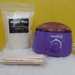 تصویر پکیج وکس گلس مخصوص پوست حساس(شامل دستگاه،وکس 500گرمی گلس و یک بسته کاردک) 