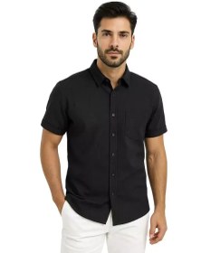 تصویر پیراهن لینن مشکی 