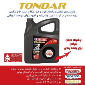 تصویر روغن موتور 5 لیتری SM 10W40تندر 90 فیلتردار 