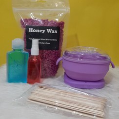 تصویر پکیج ویژه دستگاه سیلیکونی(دستگاه سیلیکونی نچسب+وکس 500گرمی رنگی+ژل +روغن+یک بسته کاردک) 