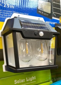 تصویر چراغ دیواری خورشیدی سنسوردار دوقلو SOLAR LIGHT OUTDOOR