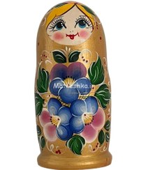 تصویر ماتروشکا 5 تایی 15 سانت طلایی گل رز 