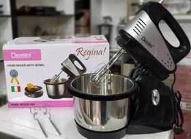 تصویر همزن کاسه دار چرخشی دسینی مدل 404 Dessini 404 Stand Mixer, 220W, 2L Rotating Stainless Steel Bowl, 3 Speeds with Turbo, Includes Beater and Dough Hooks