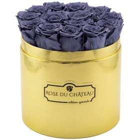 تصویر Grey Eternal Roses in Golden Box | کد: ZNB-1J3Y 