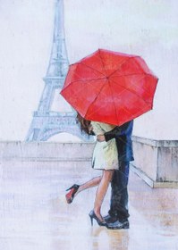 تصویر عکس با کیفیت زوج معشوق کنار برج ایفل با نقوش گرافیکی 