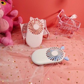 تصویر پنکه شارژی چراغ دار مدل گربه ( مینی فن ) 2حالته Mini Fan 