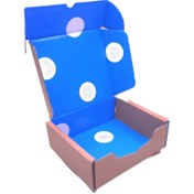 تصویر جعبه مقوایی طرح خال خال آبی سایز4*10*12 