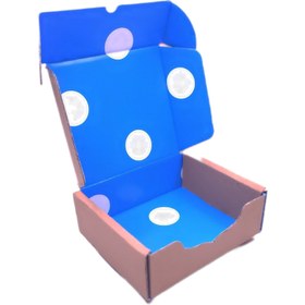 تصویر جعبه مقوایی طرح خال خال آبی سایز4*10*12 