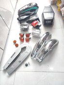 تصویر پک باز سازی موتورسیکلت هندا ۱۵ قلمی دارای باک تیزرو - مشکی خط سبز 