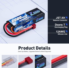 تصویر Zeee 2S Lipo Battery 8000mAh 7.4V 100C Hard Case with Deans T Plug for RC Car Truck Truggy Boat Helicopter(2 Pack) - ارسال 15 الی 20 روز کاری 