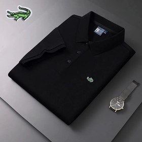 تصویر تیشرت لاگوست مشکی با کیفیت عالی کد LG424 Lacoste Black T-shirt High Quality Copy