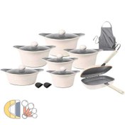 تصویر سرویس قابلمه 16 پارچه ام جی اس MGS مدل کره ای C کرم MGS-SP-KO-16