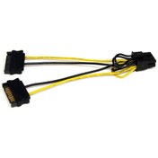 تصویر ۸پین گرافیکی ۲+۶ کشویی نر به ۲ تا ساتا برعکس PCI EXPRESS 2 SATA TO 8 PIN CABLE