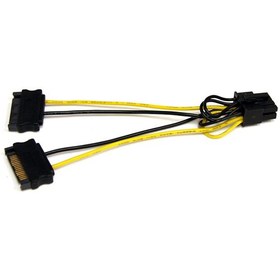 تصویر ۸پین گرافیکی ۲+۶ کشویی نر به ۲ تا ساتا برعکس PCI EXPRESS 2 SATA TO 8 PIN CABLE