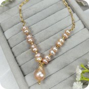 تصویر گردنبند مروارید باروک و پرورشی گلبهی (فاخر) 