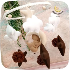 تصویر آویز موزیکال تخت نوزاد مدل خرس و ماه 