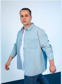 تصویر پیراهن جین آستین بلند مردانه فیت راحت برند Defacto Man Relax Fit Denim Long Sleeve Shirt