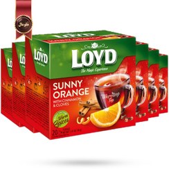 تصویر چای کیسه ای هرمی لوید LOYD مدل آفتابی نارنجی sunny orange پک 20 تایی بسته 6 عددی 