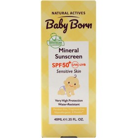 تصویر ضد آفتاب کودک SPF50 حجم 40میل بیبی بورن Baby Born Mineral Sun Screen SPF 50 40ml