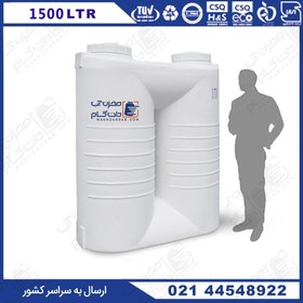 تصویر مخزن آب مکعبی ( کتابی / عمودی آسان رو ) 1500 لیتری سه لایه PT 
