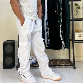 تصویر شلوار کارگو سفید پایین زیپ دار کد #113 Cargo pants white