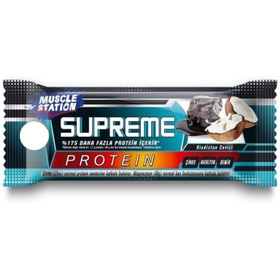 تصویر پروتئین بار کرانچی سوپریم با مغز نارگیل و شکلات تلخ (40 گرم) supreme muscle station supreme muscle station