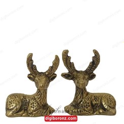 تصویر مجسمه برنجی برنزی مدل بچه آهو جفتی Pair of baby deer statue