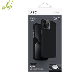 تصویر کیس چرم طبیعی آیفون 15 پرو مکس یونیک | Uniq مدل Lyden protective Leatherette case 