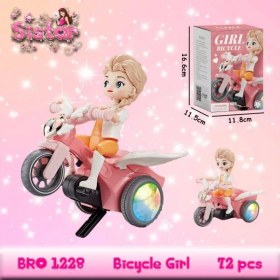 تصویر ربات دختر موتور سوار تکچرخ زن موزیکال GIRL BICYCLE MUSICAL TOY _ 151