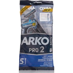 تصویر تیغ یکبار مصرف مردانه دو لبه صابون دار 5 عددی آرکو Arko Mens 2 Blade Disposable Razor with Soap Strip 5 pcs
