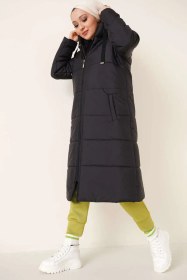 تصویر مانتو پفی بلند کلاهدار T5120 - مشکی برند Bigdart(بیدارت) به رنگ مشکی در دسته کت، پالتو و کاپشن زنانه 