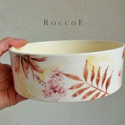 تصویر کاسه سرامیکی دستساز طرح برگ Handmade ceramic bowl leaves design