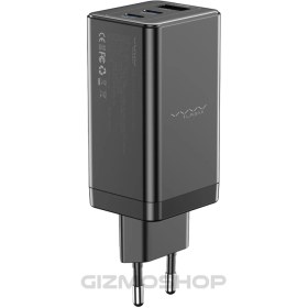 تصویر شارژر دیواری ۶۵ وات ۲ پورت تایپ C و USB-A مشکی 