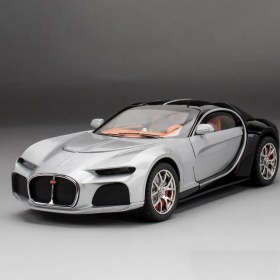 تصویر ماشین اسباب بازی فلزی بوگاتی نقره ای سقف مشکی 1:24 Diecast Bugatti Atlantic_اسباب بازی 