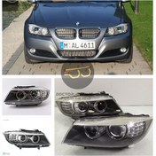 تصویر چراغ جلو BMW مدل E90 LCI سال ساخت ۲۰۰۶ تا ۲۰۰۹ چپ و راست 