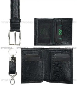 تصویر ست 4 تیکه مردانه چرم طبیعی مدل کیا مدل 1022 Mens leather bag and belt set KIA model - 1022